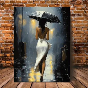 Rainy Night Canvas Art with Wooden frame
