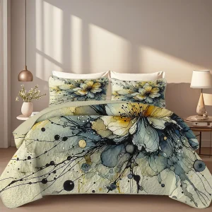 2/3-Pcs Floral Printed Quilt Set, Cal King