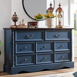 8 Drawers Dresser 54 Wide Farmhouse Chest