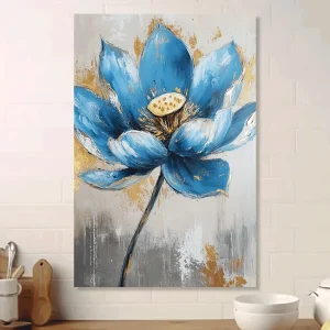 Vibrant Blue Lotus Flower Canvas Art