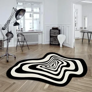 VIKAMA Creative Irregular Black And White Abstract Carpet
