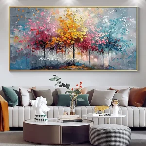 Large Hand painted Palette Knife Tree Oil Painting