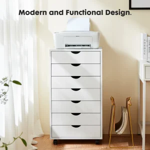 JHK 7 Drawer Chest Cabinet Wooden File Office  With wheels
