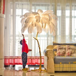 Nordic LED Floor Lamp Ostrich Feather design
